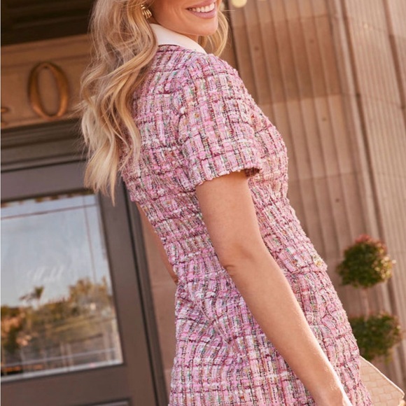 Vici Pink Tweed Mini Dress - Picture 2 of 3